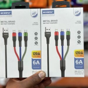 RECRSI CA-T303 3-in-1 Fast Charging USB Cable 6A 100W